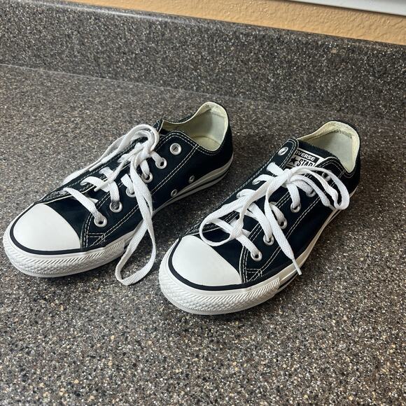 Converse All Star Low Top Womens Sz 8 Classic Black Canvas Sneaker Skate Lace Up - Picture 3 of 11